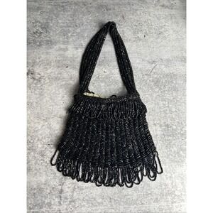 Vintage Art Nouveau Black Beaded Purse VERY OLD